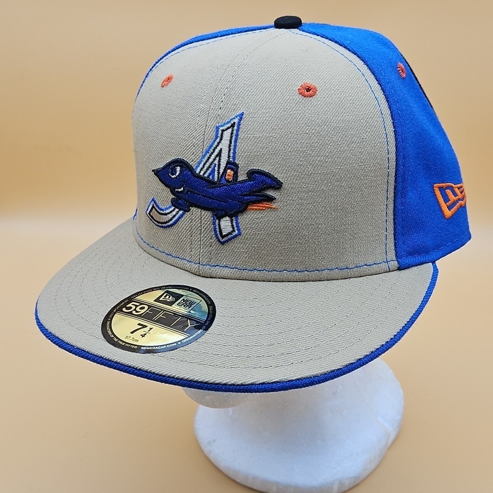 Aberdeen Ironbirds Hat Cap New Era Fitted Size 7 1/4 Tan Blue Minor League